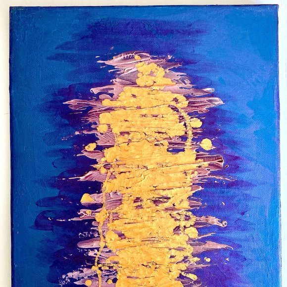 Amoeba 3 - Original Abstract Wall Art Mixed Media Purple Blue Orange Painting - Picture 3 of 10